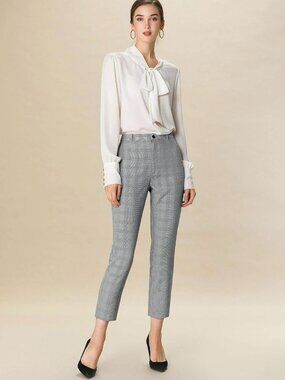 Allegra K Plaid Ankle Length High Waisted Trousers, Sz. Medium